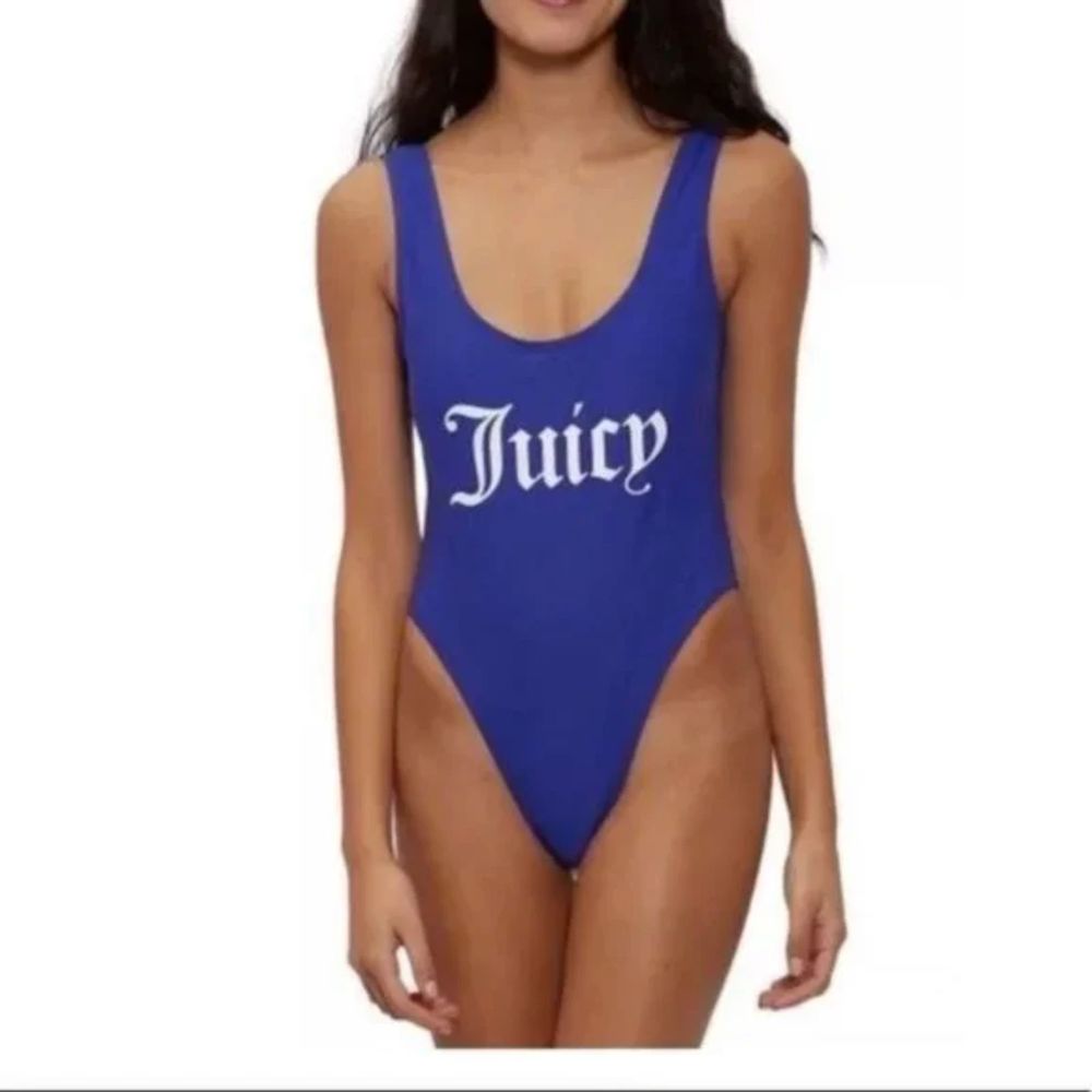 Juicy Couture Women's Swimsuit Purple Foil Surf The Web High Thigh Cut L